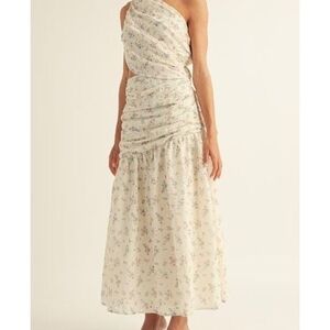 Arose‎ Studio Soleil Eyelet Cutout One-Shoulder Maxi Dress Sz S